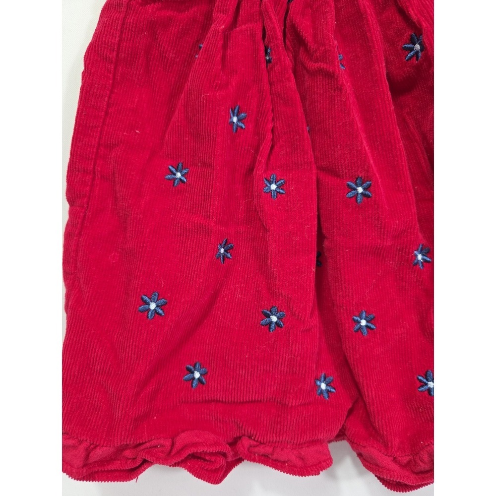Vintage Alexis Baby Girls Red Corduroy Dress Floral Embroidered Size 12M - Picture 4 of 9